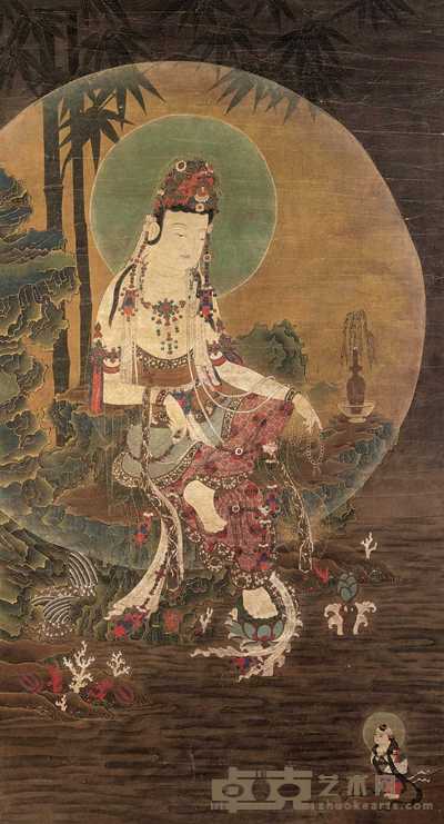 明 童子拜观音 镜心 207×134cm